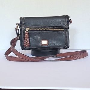 GUC b.o.c Black and Brown Faux Leather Crossbody.